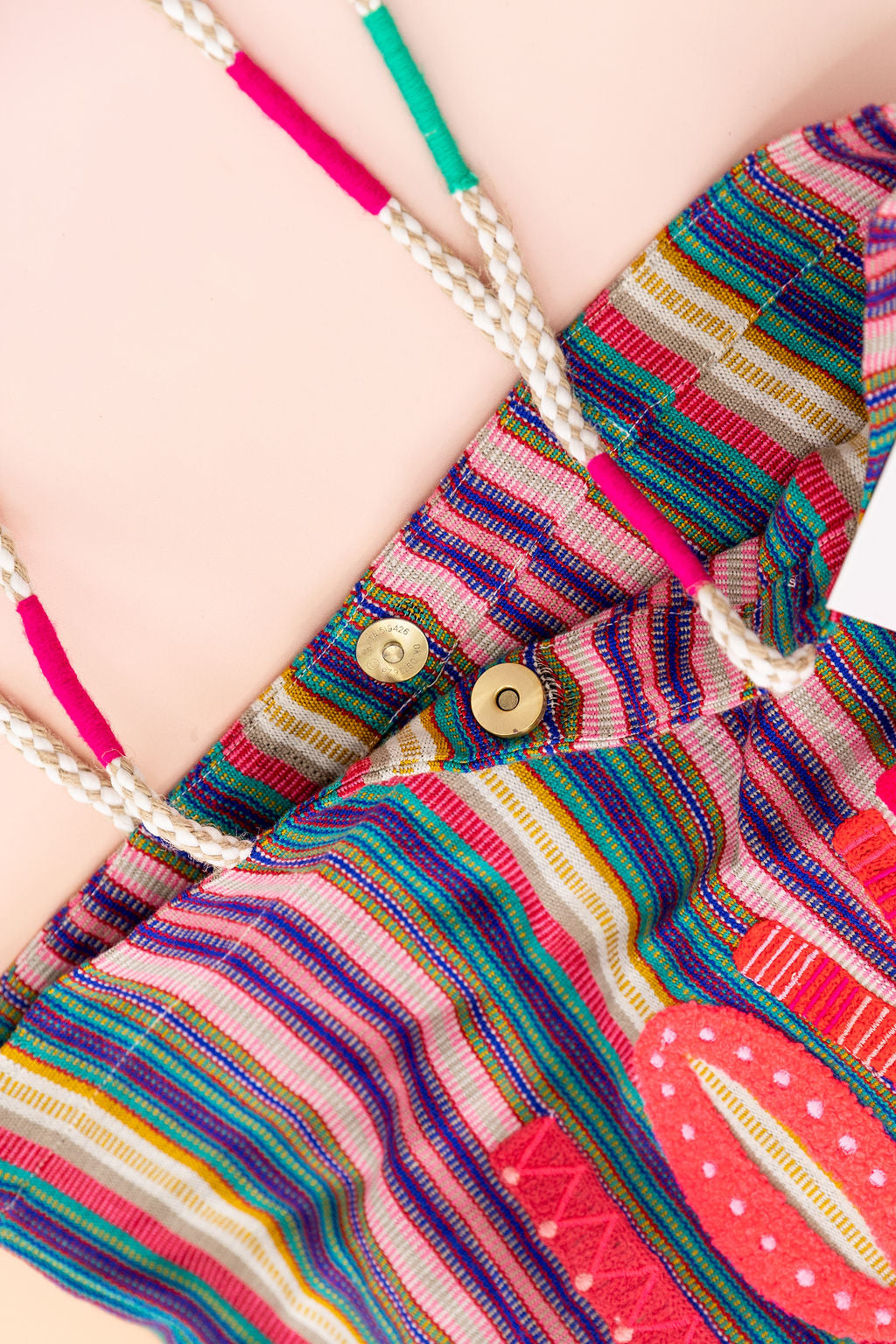 Love Striped Woven Tote Bag
