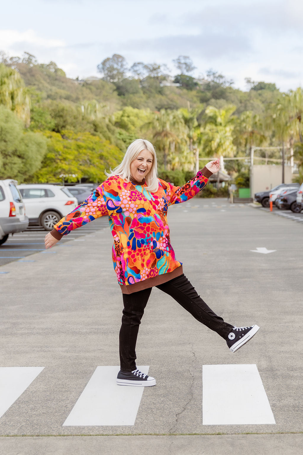 Harper Longline Sweater in Outback Safari by Kasey Rainbow