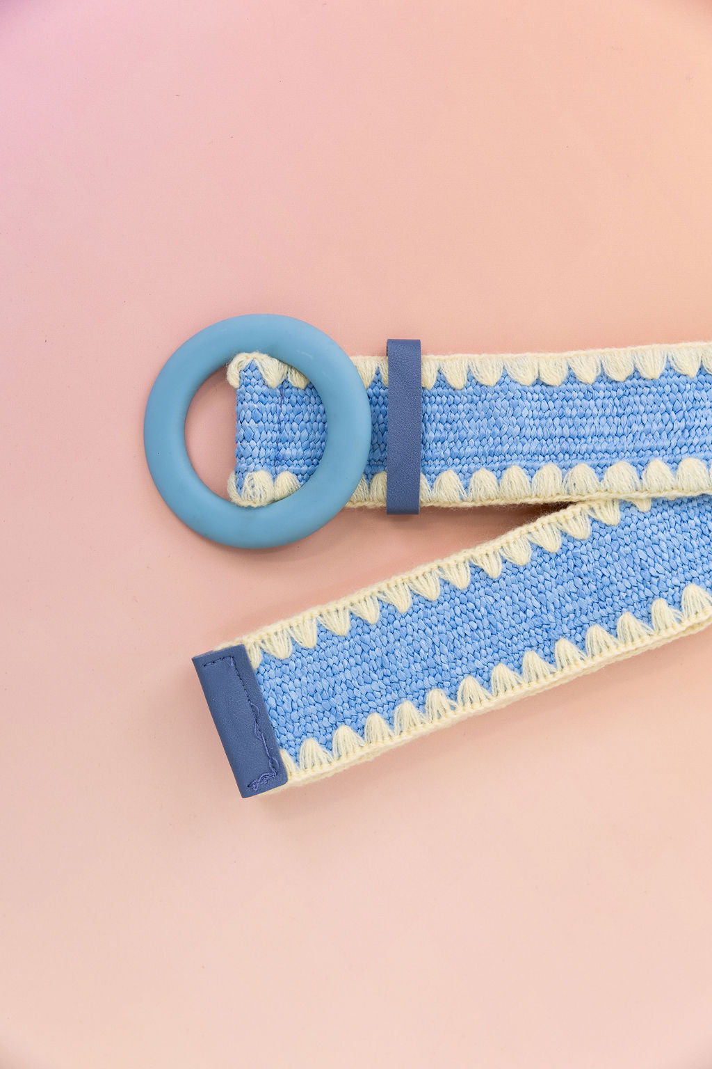 Extra Length Stretch Belt with Blue Buckle