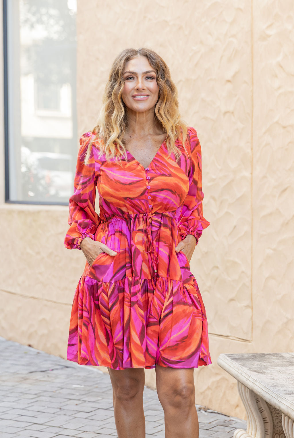 Long Sleeve Esmae Dress in Pink Forest