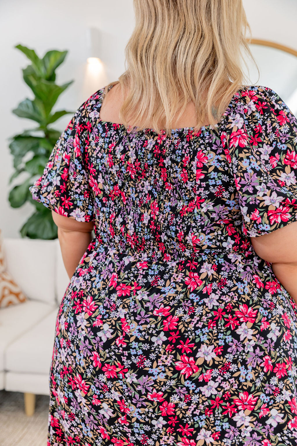 Charlotte Puff Sleeve Dress in Dark Floral