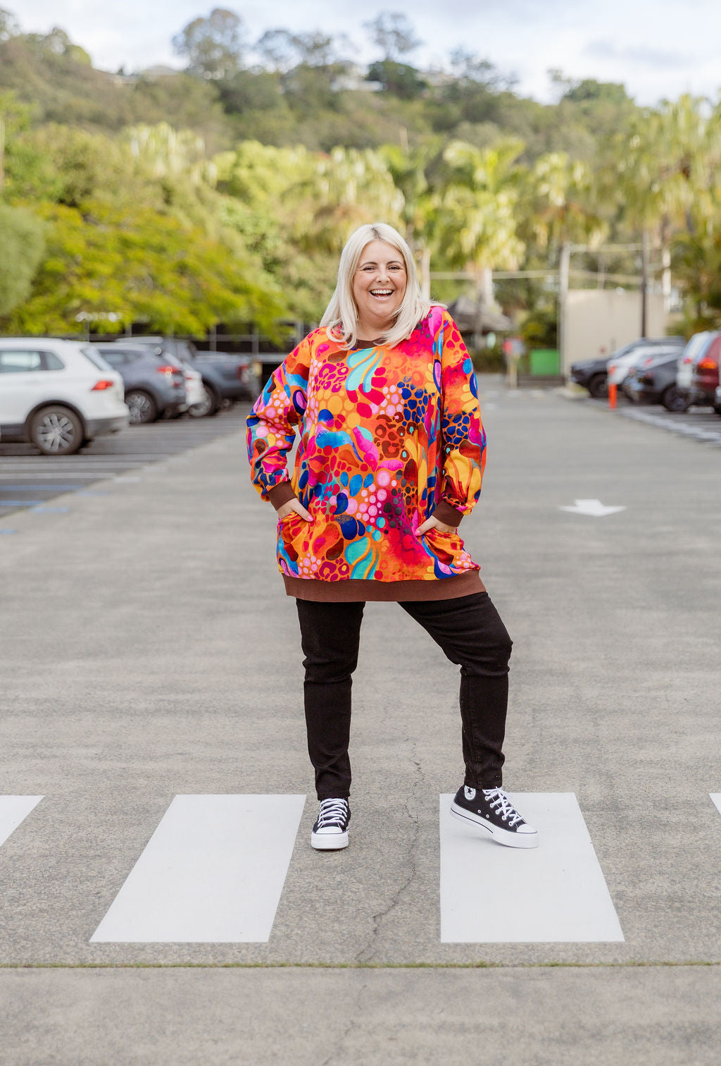 Harper Longline Sweater in Outback Safari by Kasey Rainbow