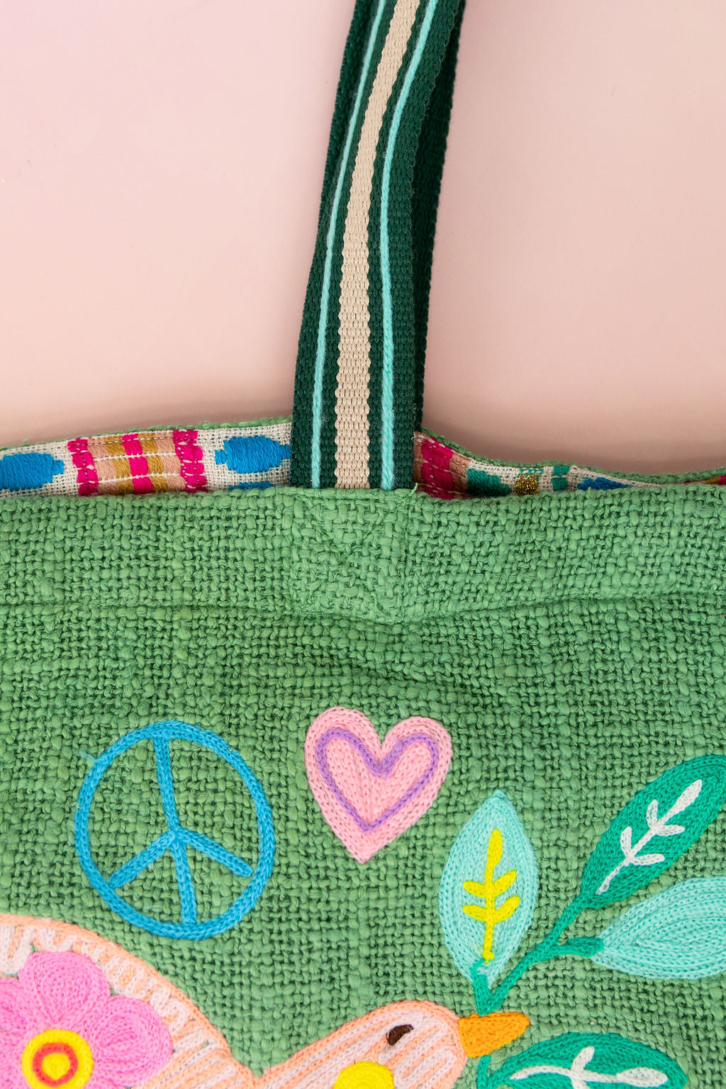 Future is Love Forest Green Woven Tote Bag