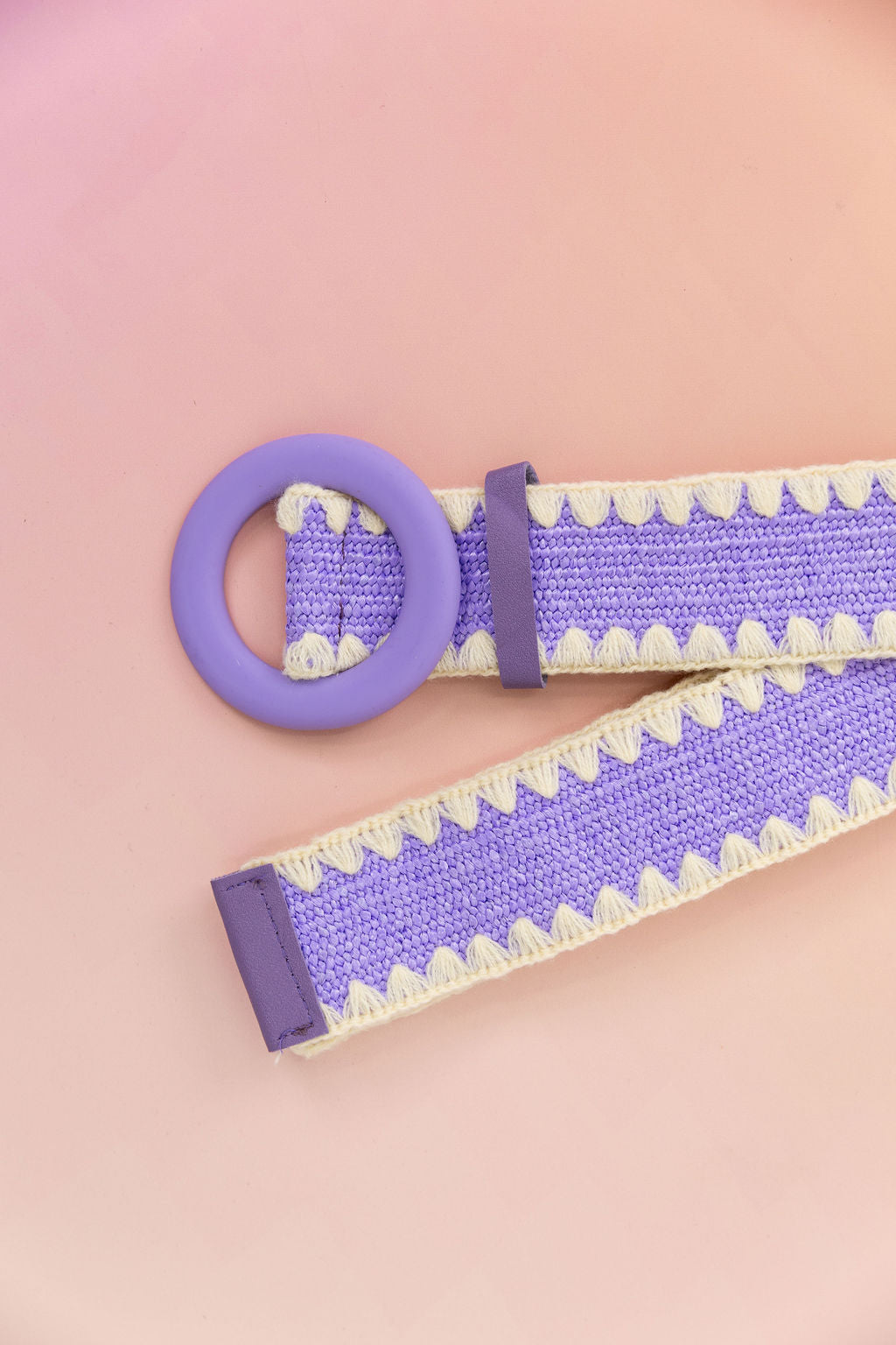 Extra Length Stretch Belt in Purple & Cream
