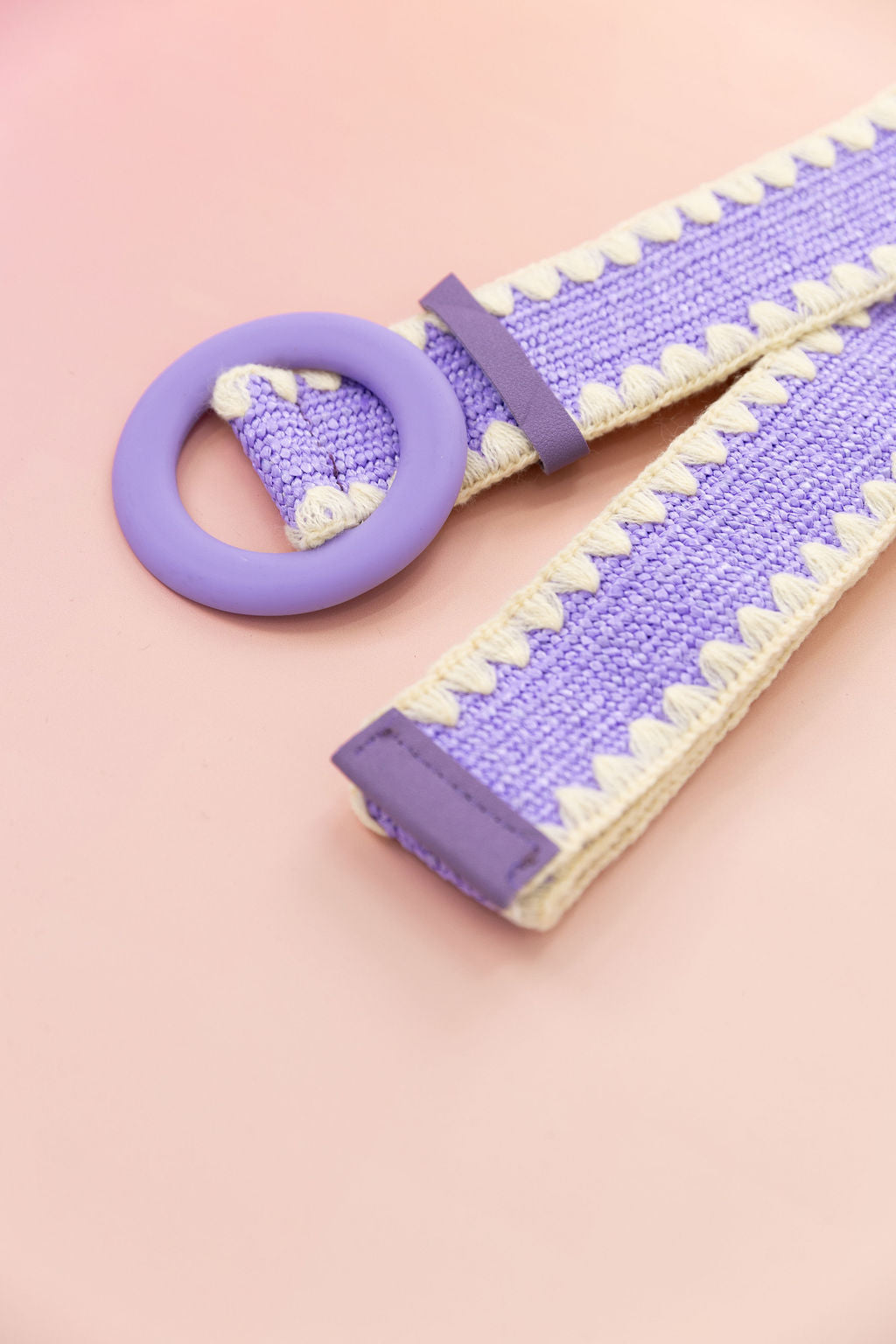 Extra Length Stretch Belt in Purple & Cream