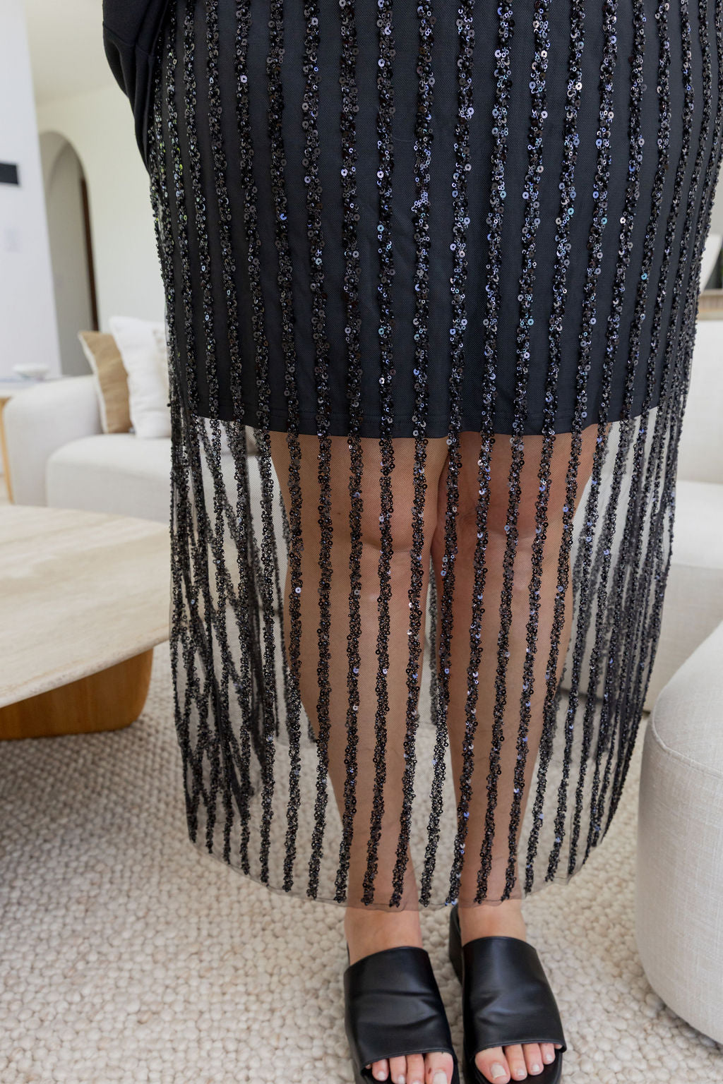 Zena Embellished Skirt in Black