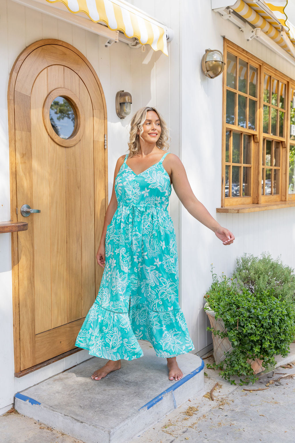 April Maxi Dress in Turquoise Paisley