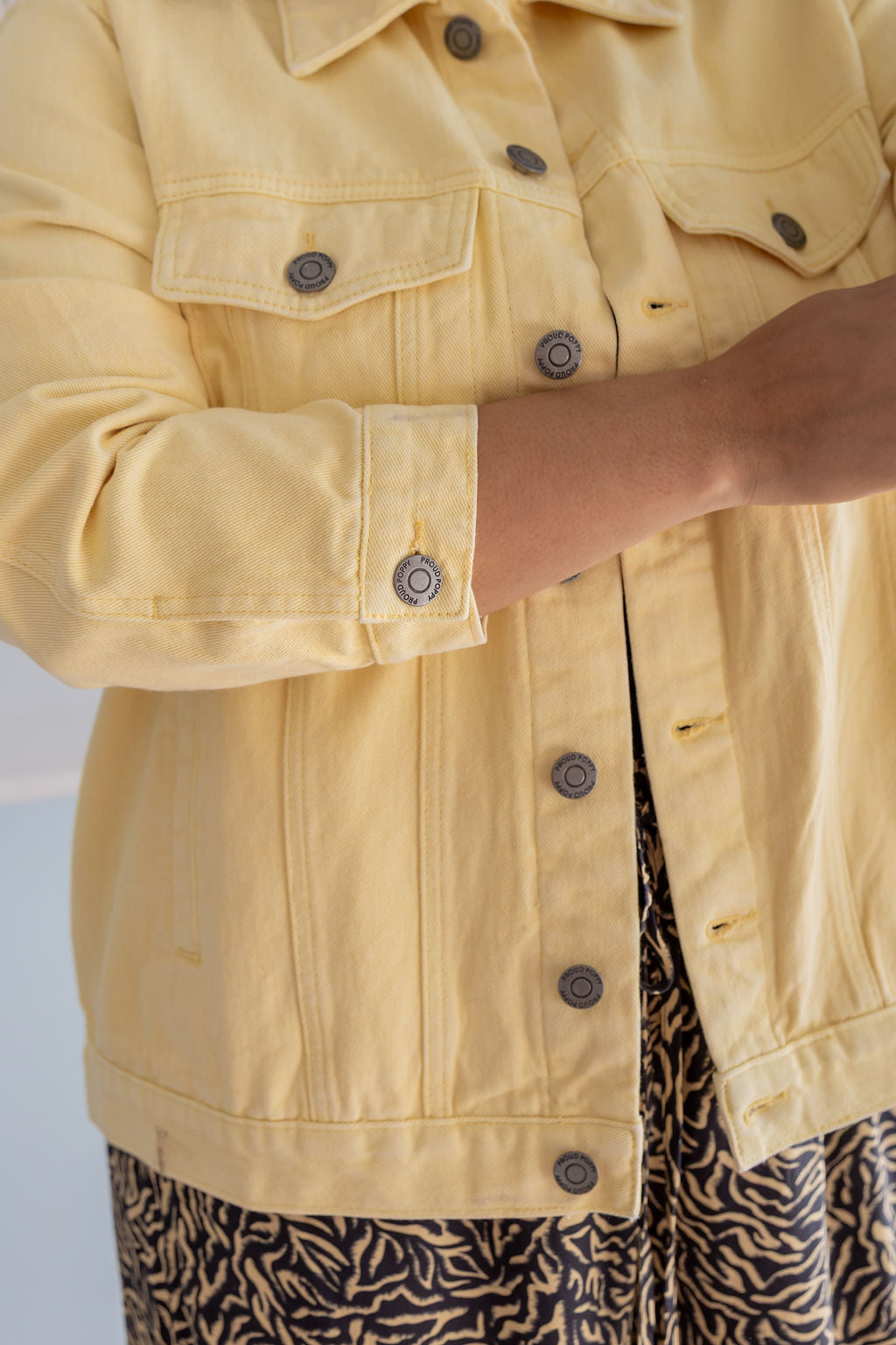 Hayden Boyfriend Denim Jacket in Butter Yellow