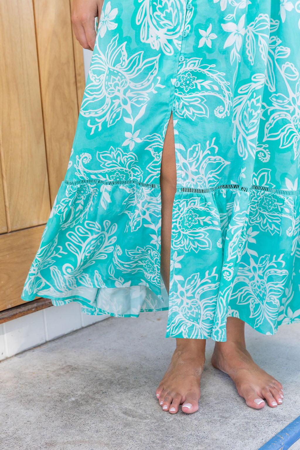 April Maxi Dress in Turquoise Paisley