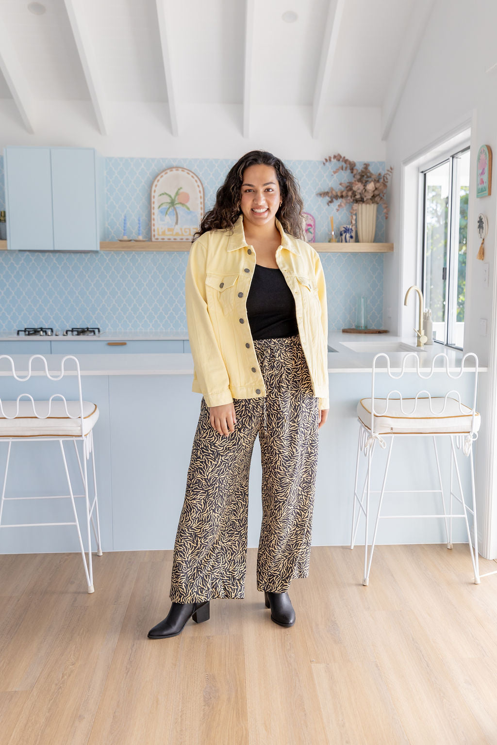 Hayden Boyfriend Denim Jacket in Butter Yellow
