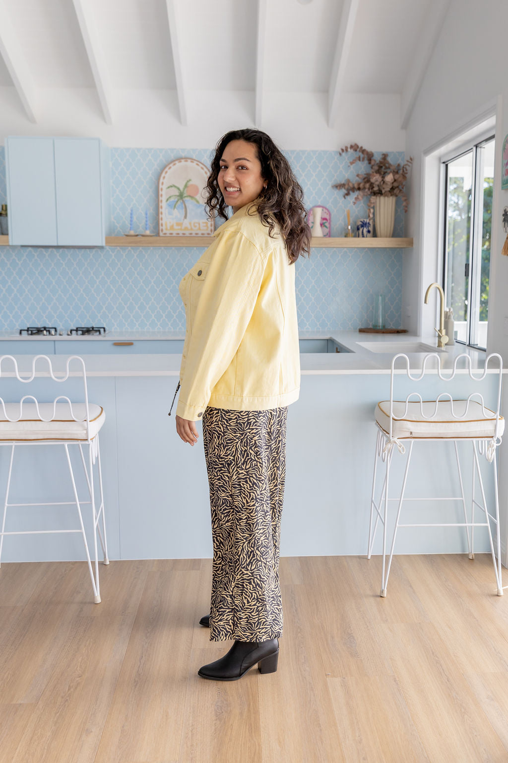 Hayden Boyfriend Denim Jacket in Butter Yellow