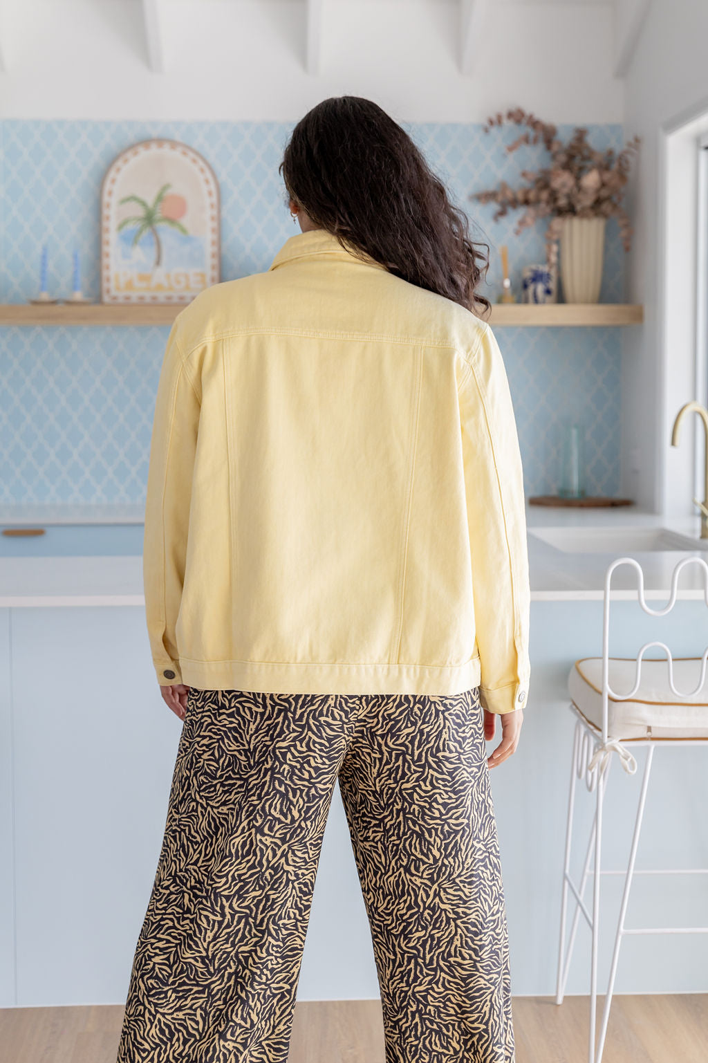 Hayden Boyfriend Denim Jacket in Butter Yellow