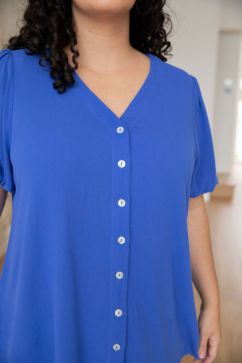 Winona Short Sleeve Blouse in Cobalt