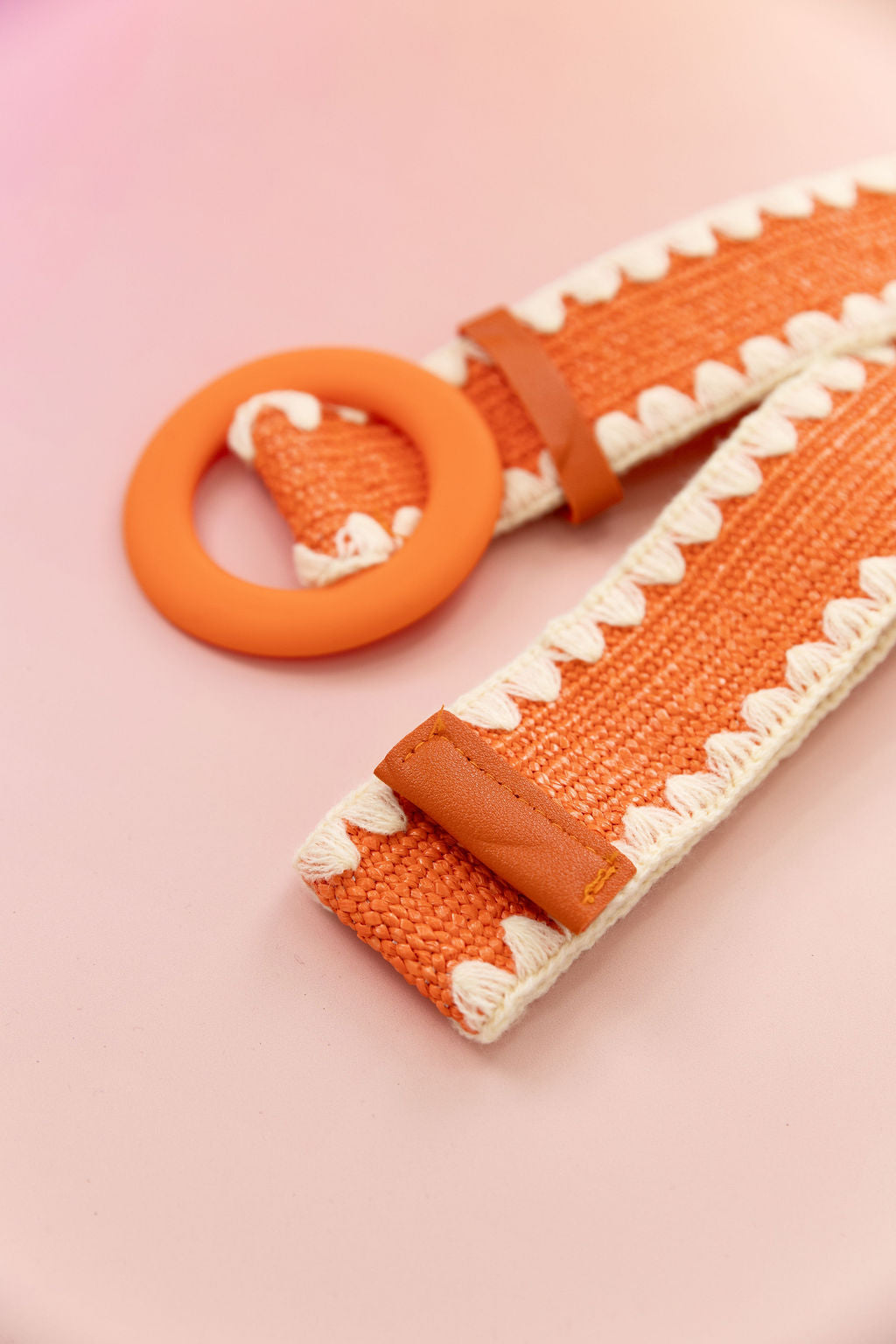 Extra Length Stretch Belt with Orange Buckle