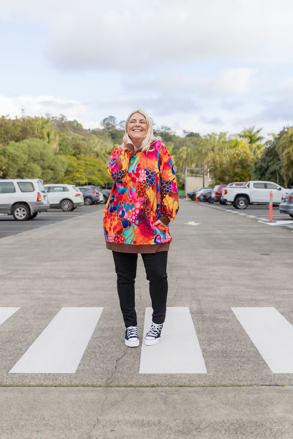 Harper Longline Sweater in Outback Safari by Kasey Rainbow