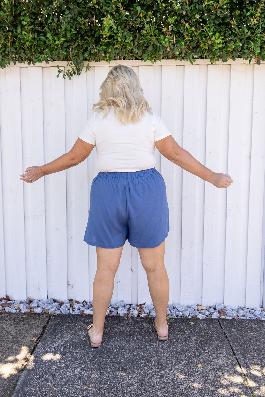 Samara Linen Blend Skort in Denim Blue