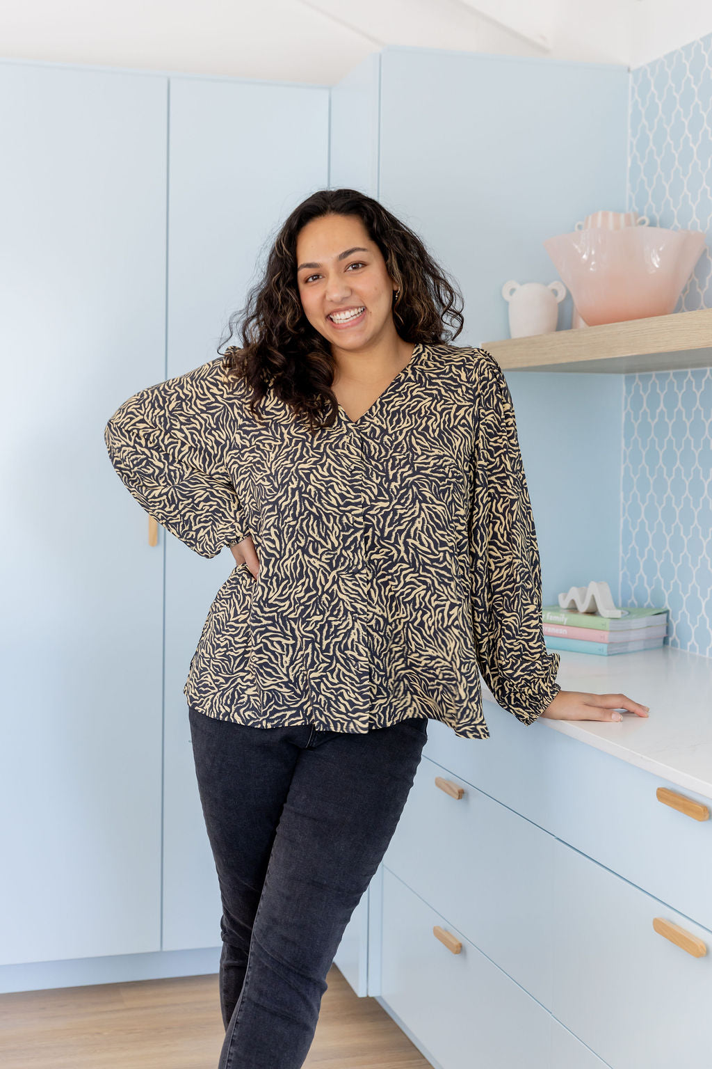 Winona Long Sleeve Blouse in Zebra