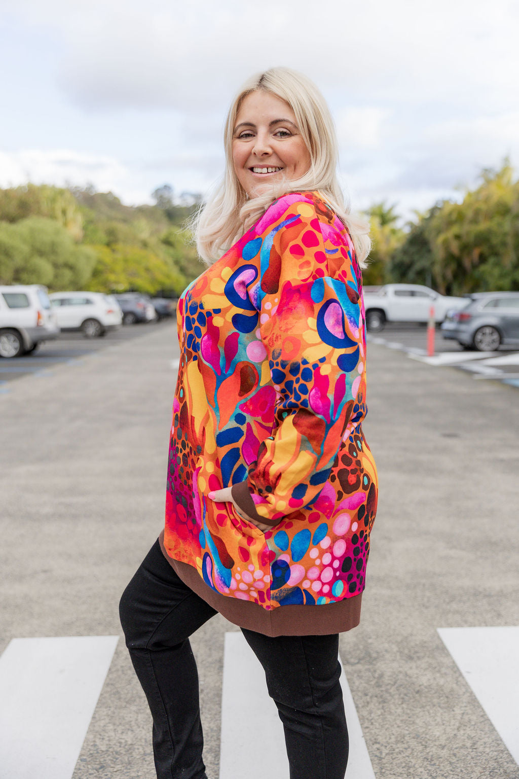 Harper Longline Sweater in Outback Safari by Kasey Rainbow