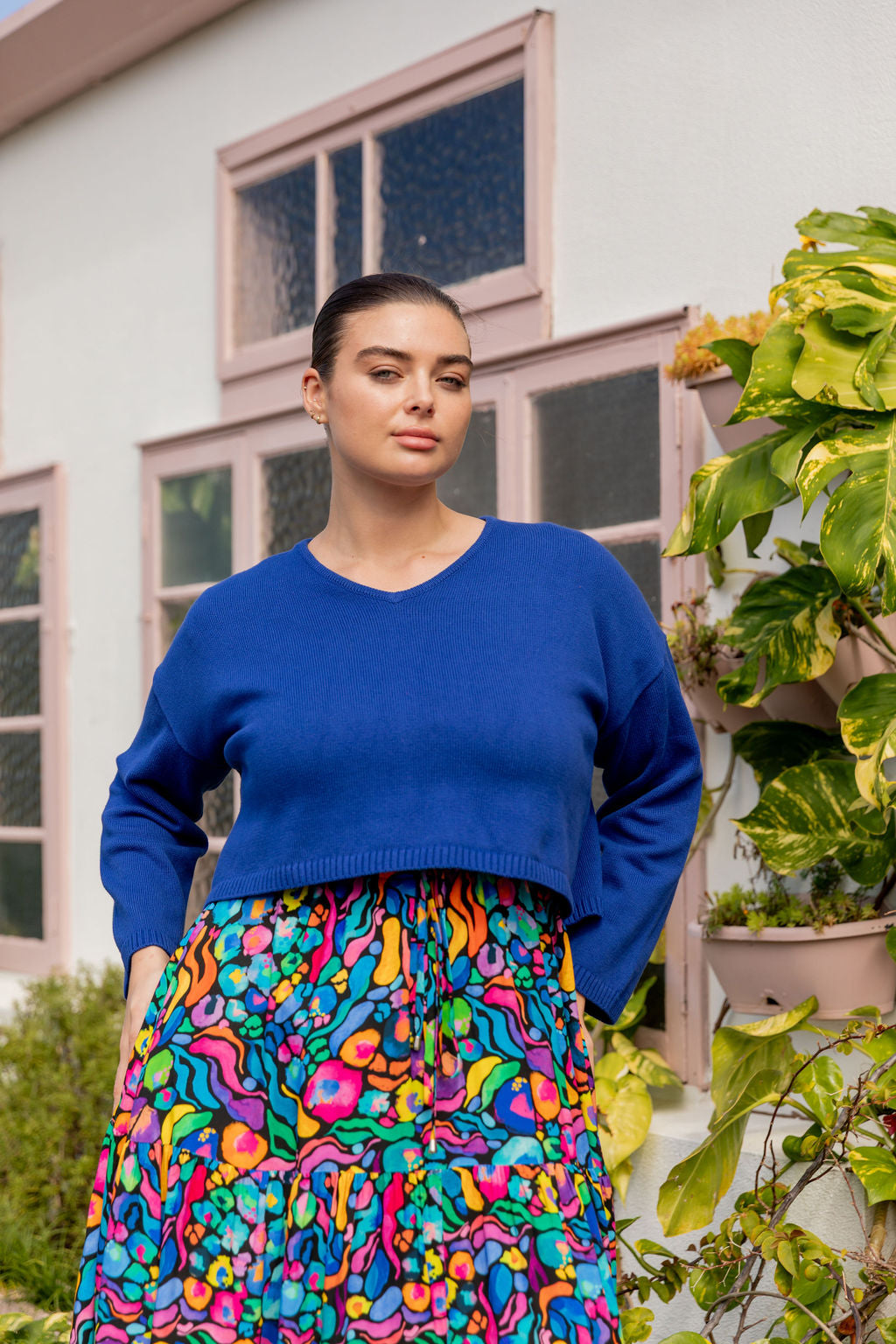 Blakely Crop Knit In Cobalt