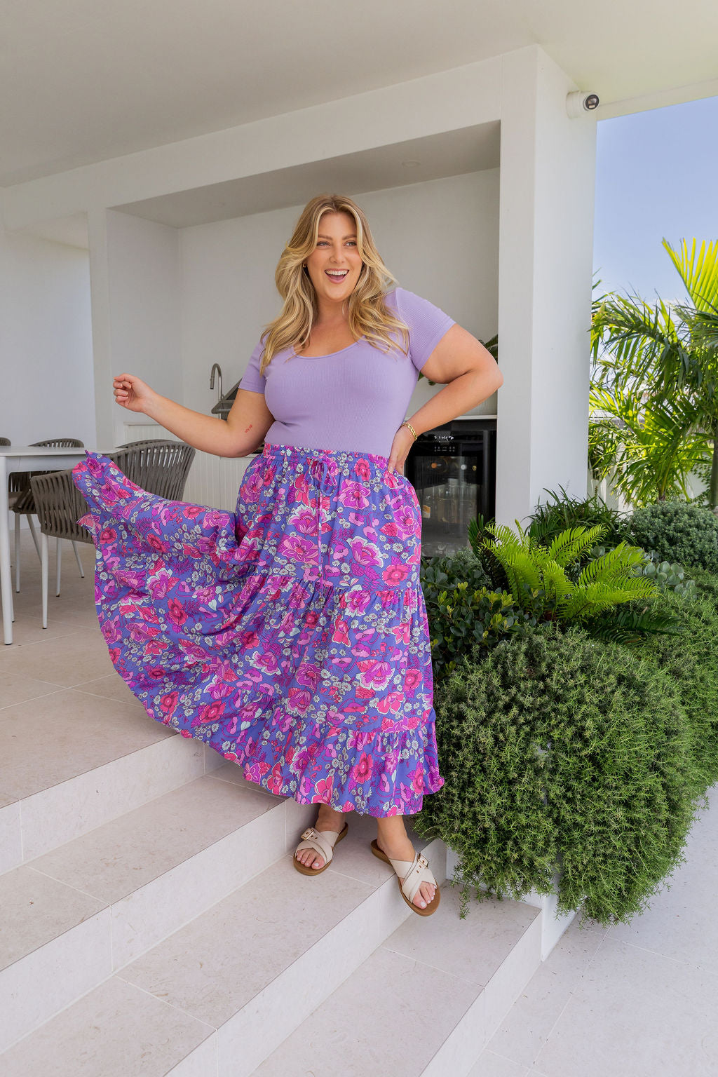 Carrie Skirt in Purple Floral