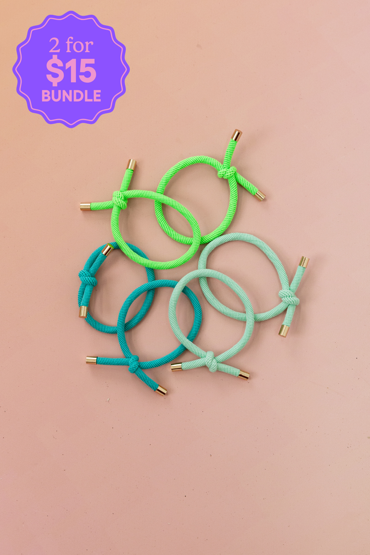 6 Pack Hair Ties in Green