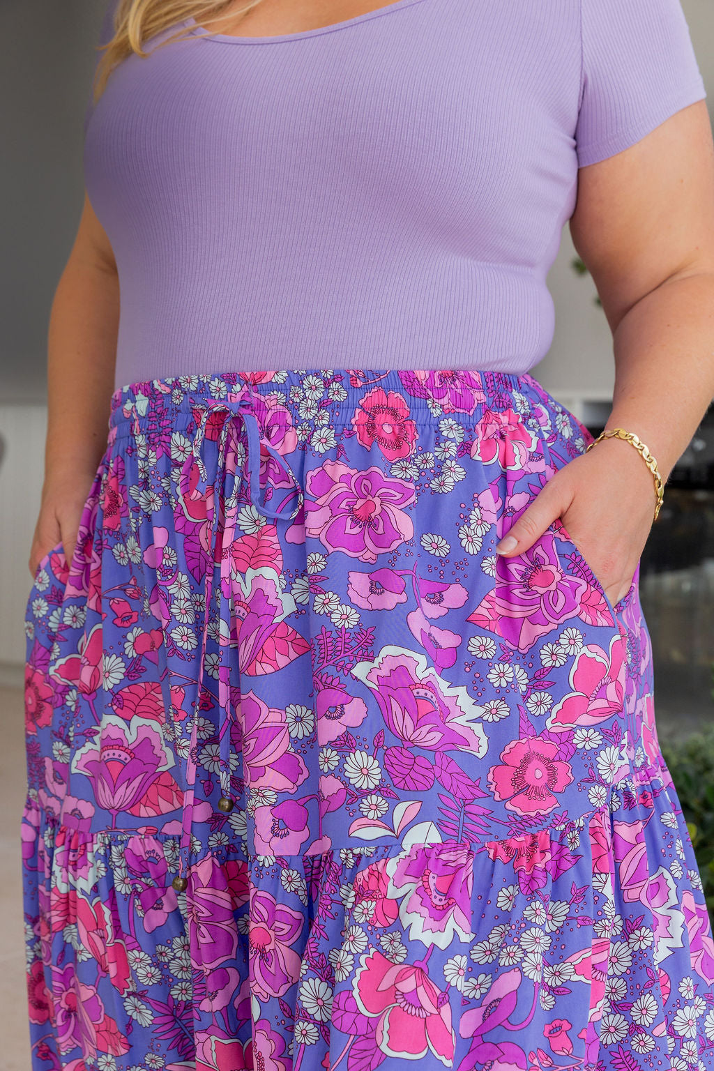 Carrie Skirt in Purple Floral