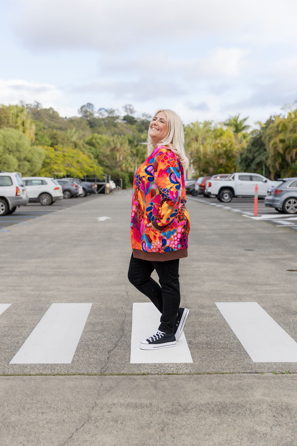 Harper Longline Sweater in Outback Safari by Kasey Rainbow