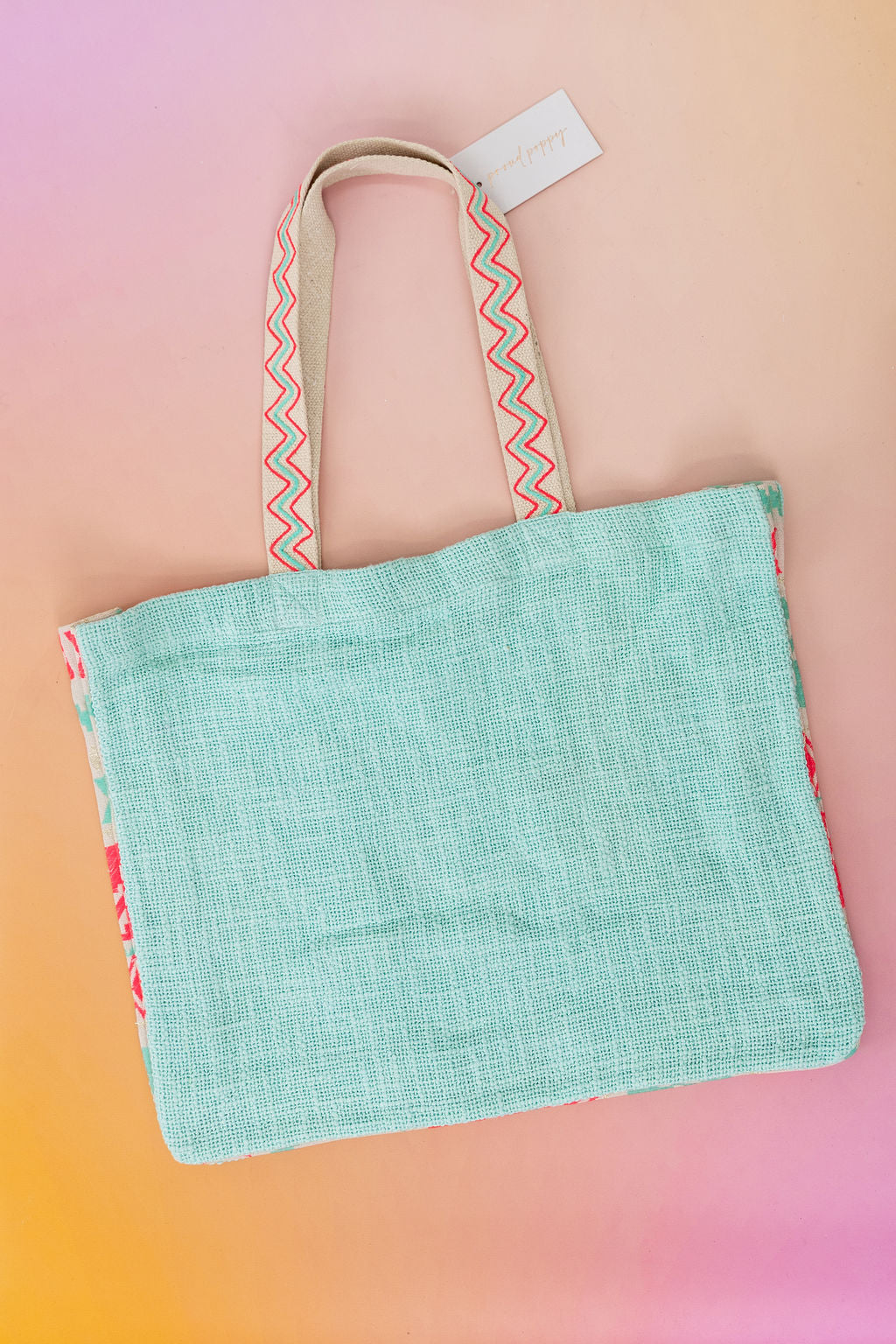 Love & Peace Mint Woven Tote Bag