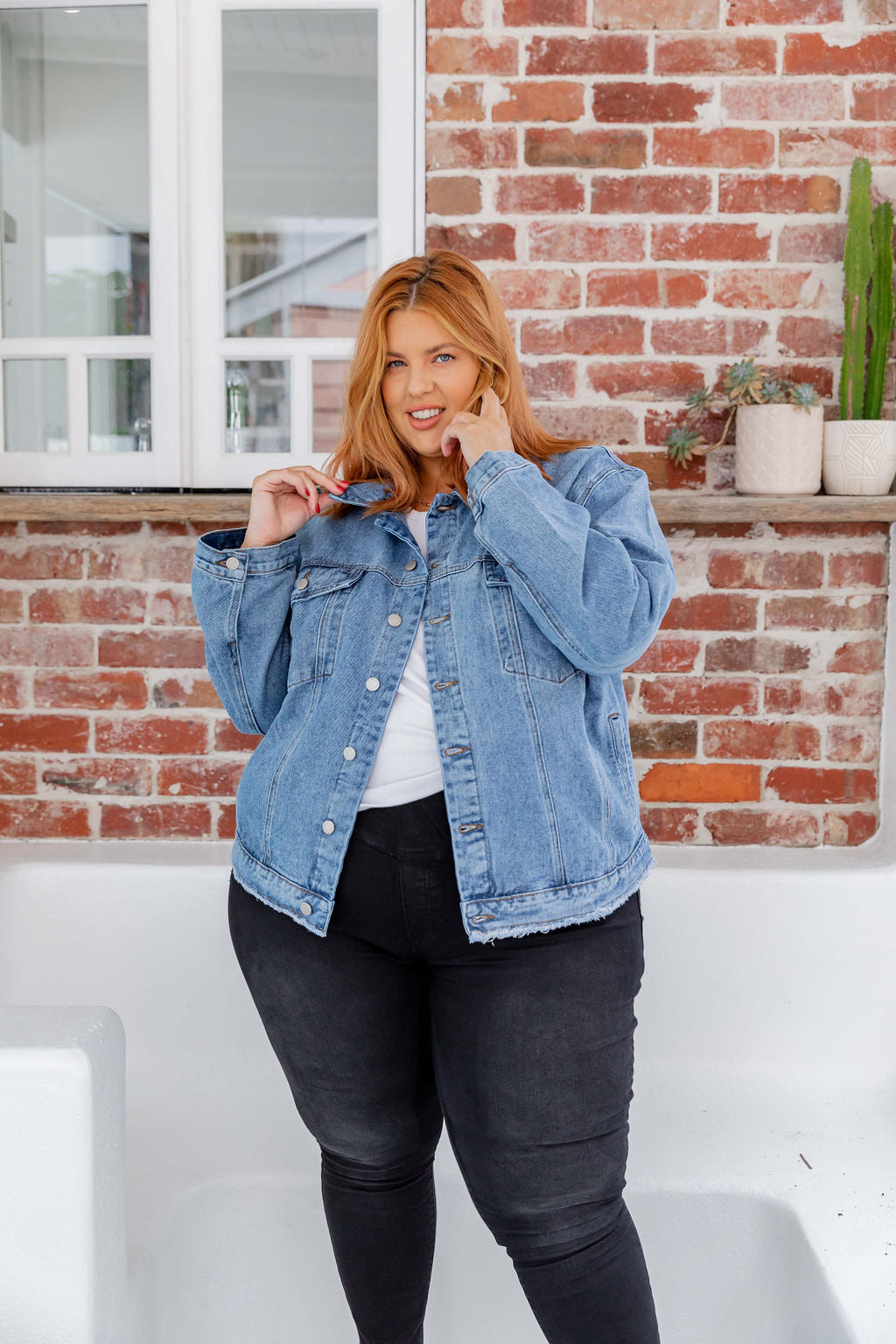 Rainbow plus size sales denim jacket