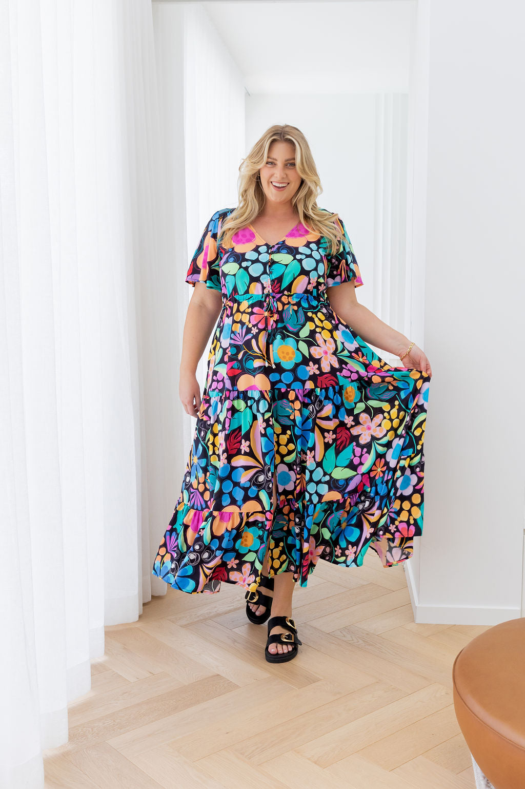 Bonnie Maxi Dress in Black Wonderland by Kasey Rainbow