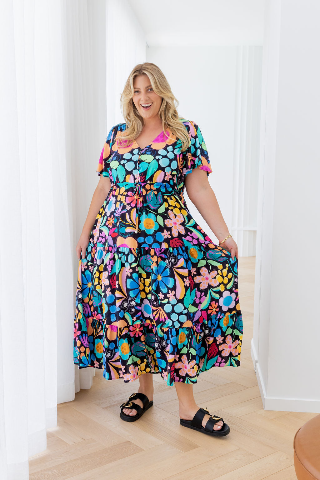 Bonnie Maxi Dress in Black Wonderland by Kasey Rainbow