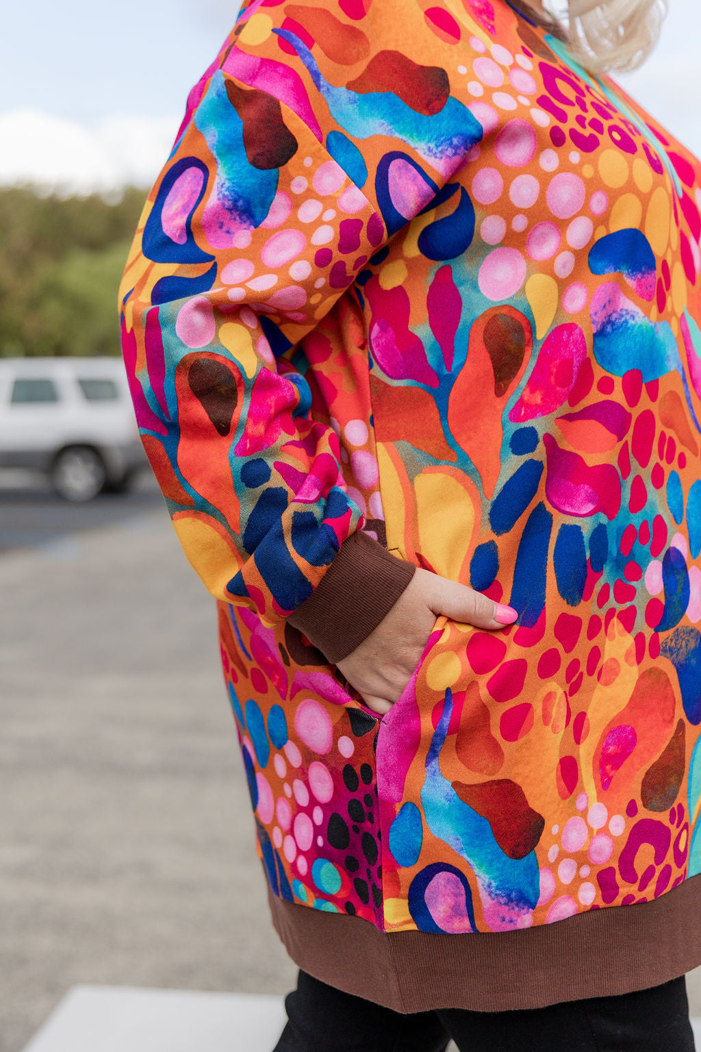 Harper Longline Sweater in Outback Safari by Kasey Rainbow