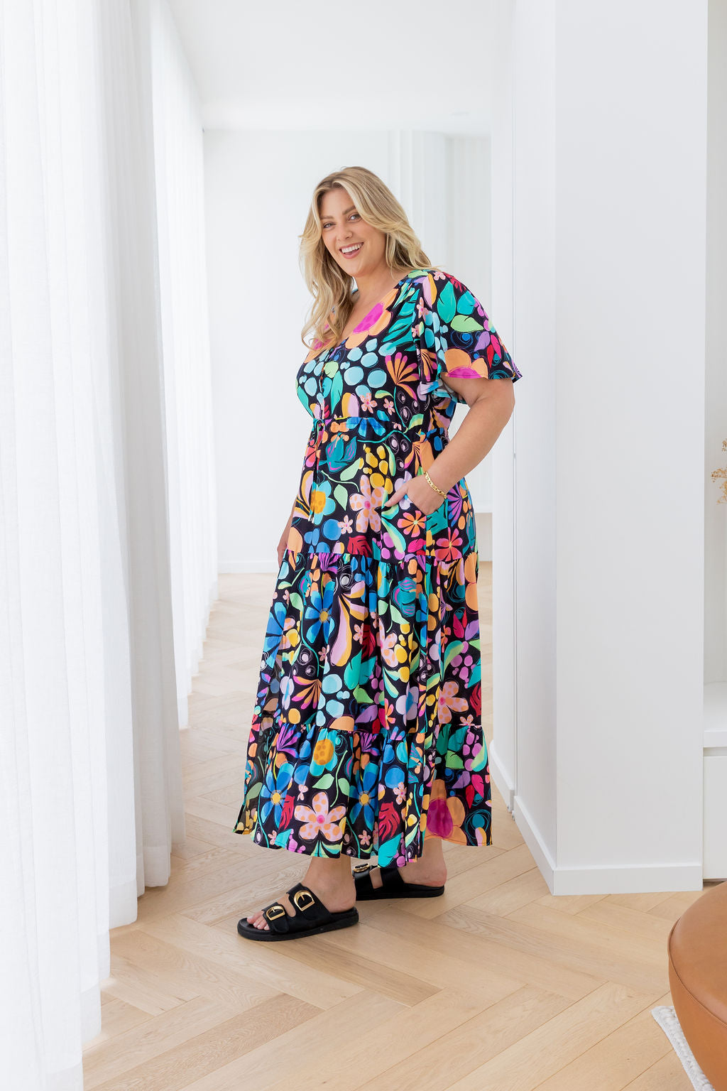 Bonnie Maxi Dress in Black Wonderland by Kasey Rainbow