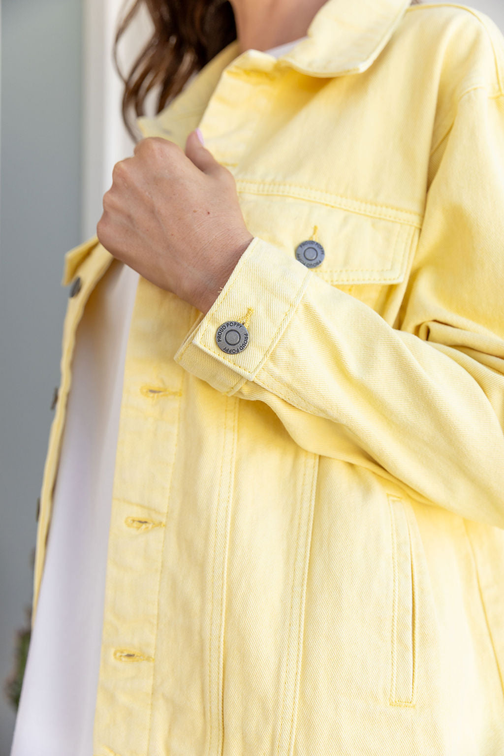 Hayden Boyfriend Denim Jacket in Butter Yellow