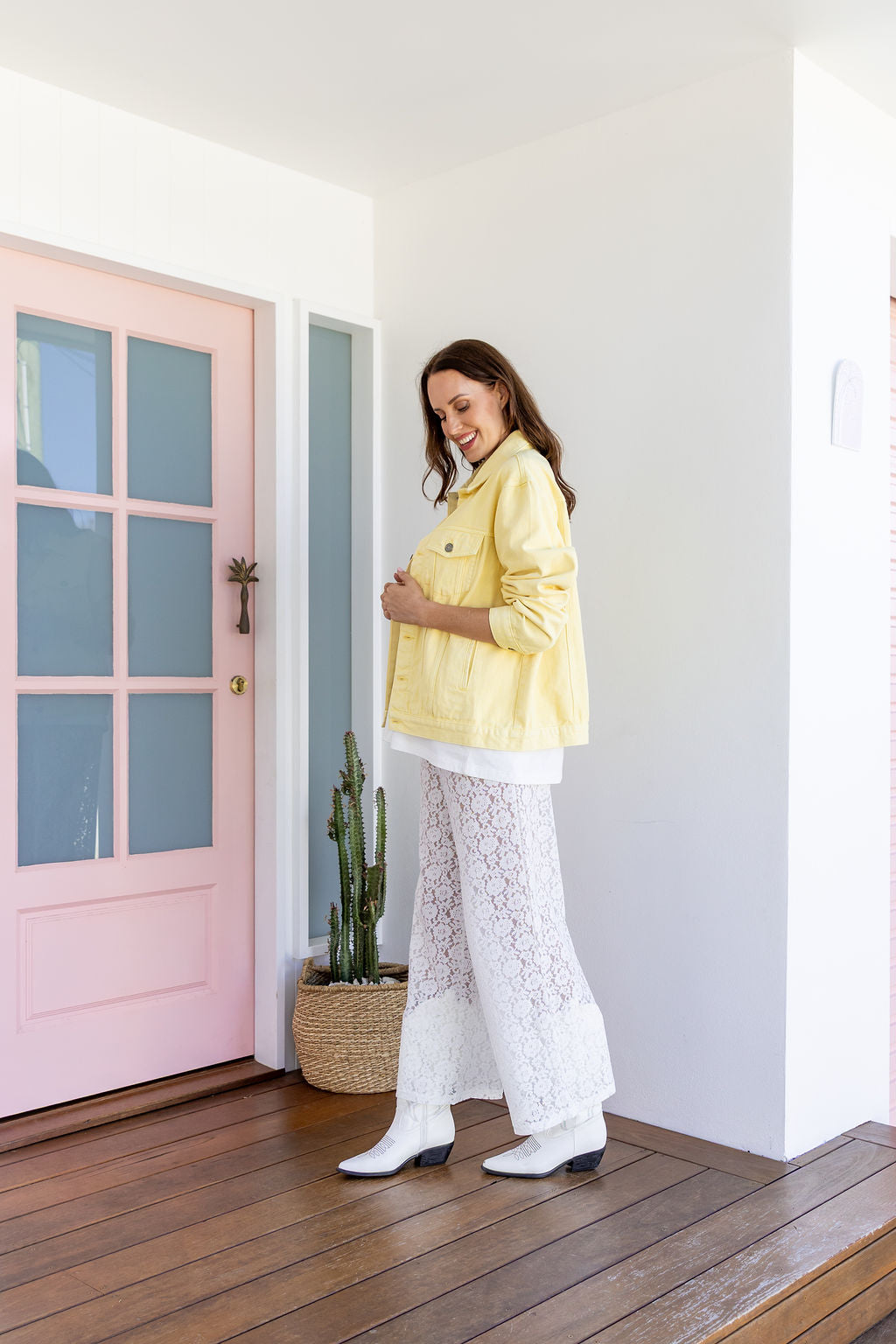 Hayden Boyfriend Denim Jacket in Butter Yellow