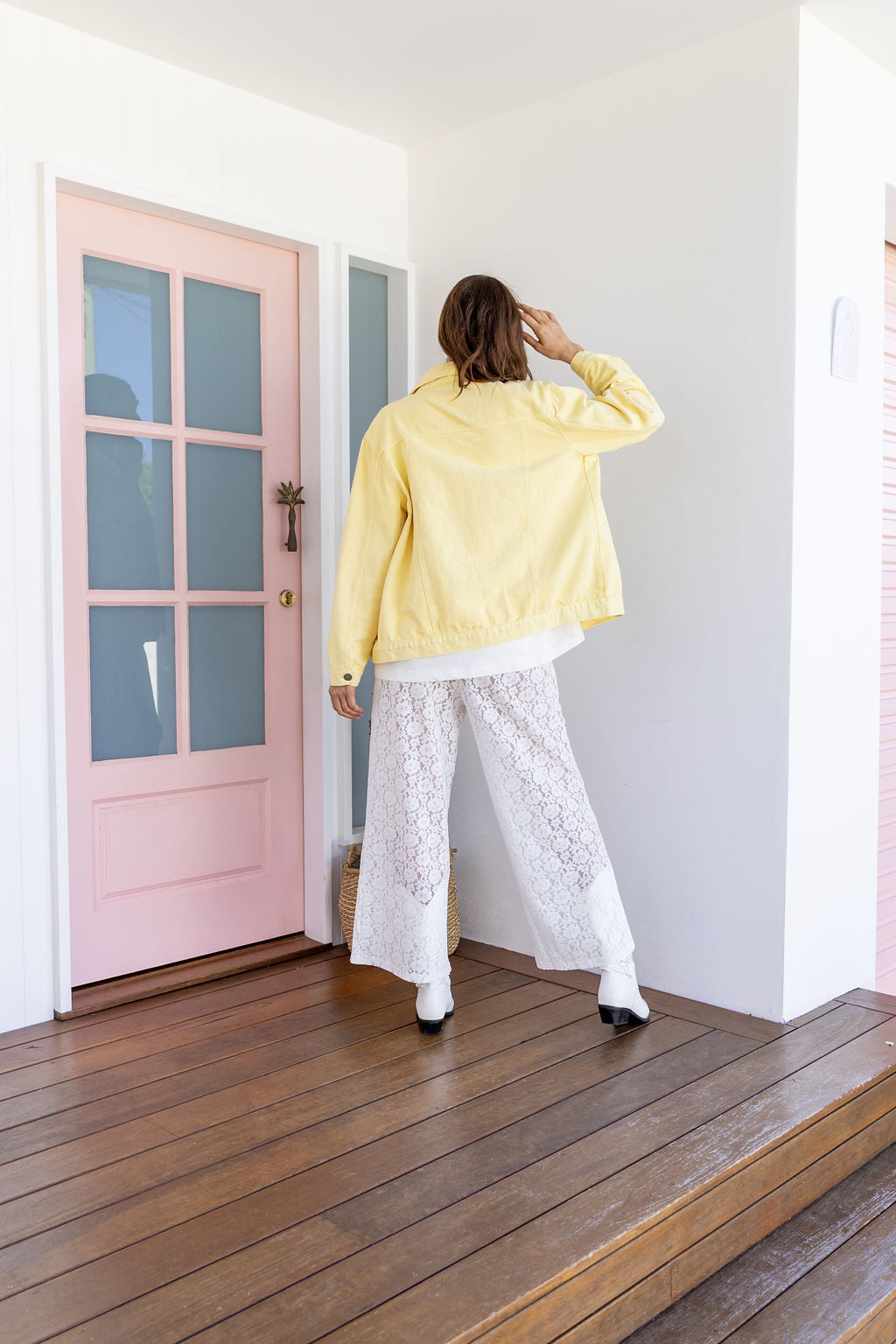 Hayden Boyfriend Denim Jacket in Butter Yellow