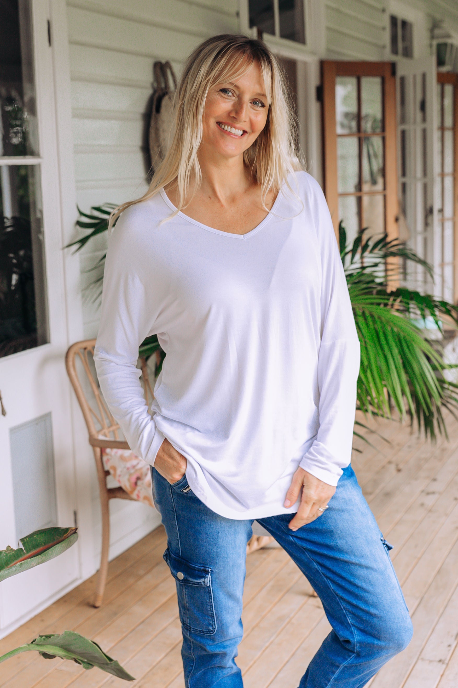 Holly Long Sleeve Top in White