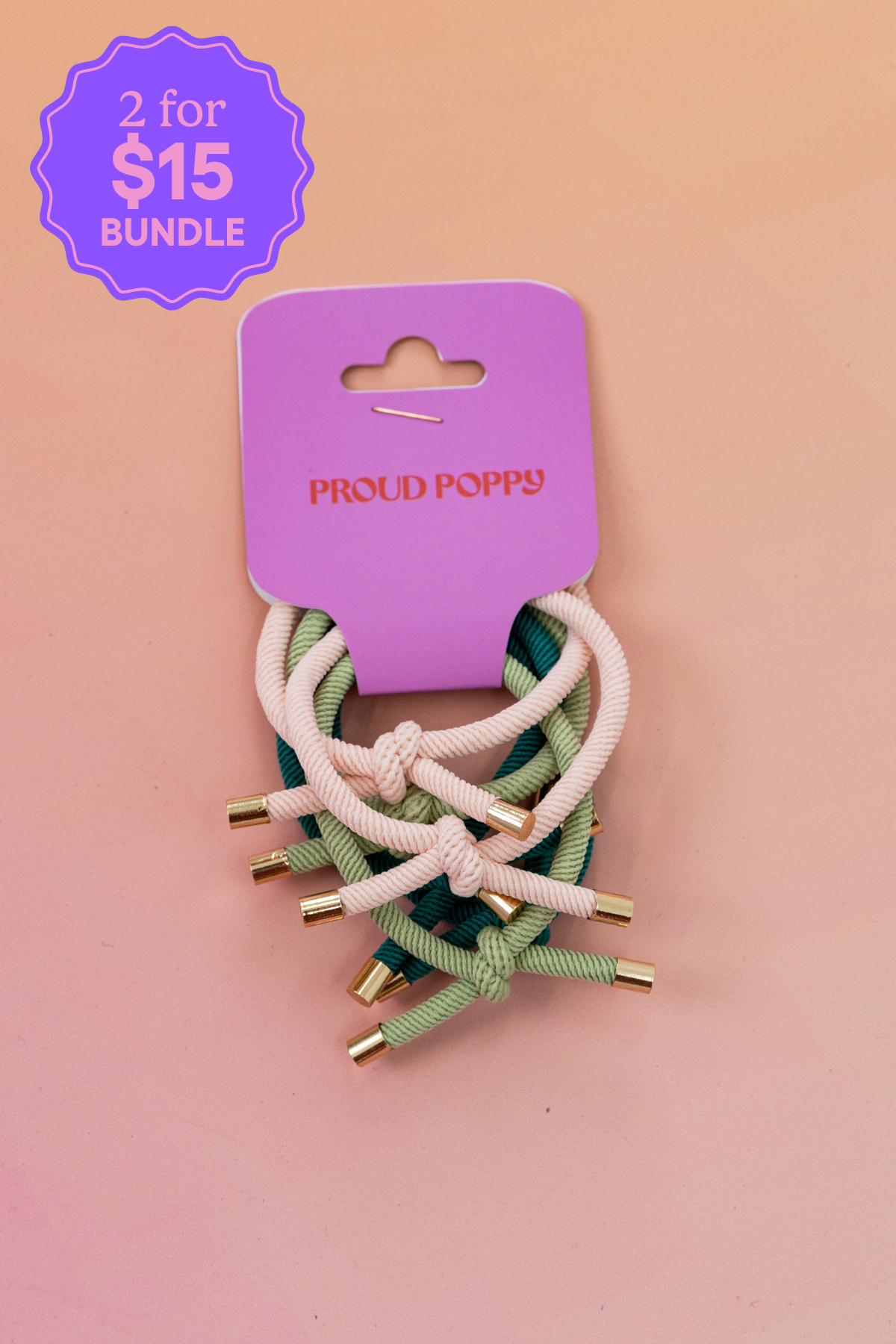 6 Pack Hair Ties in Watermelon Colours