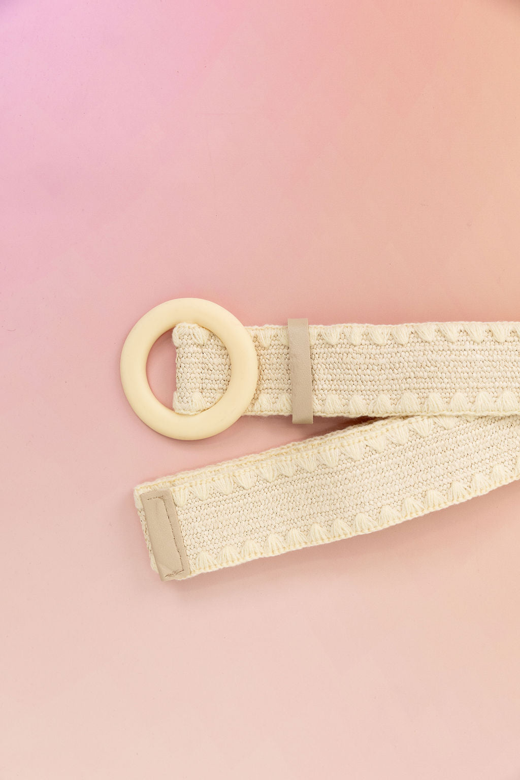 Extra Length Stretch Belt with Cream Buckle