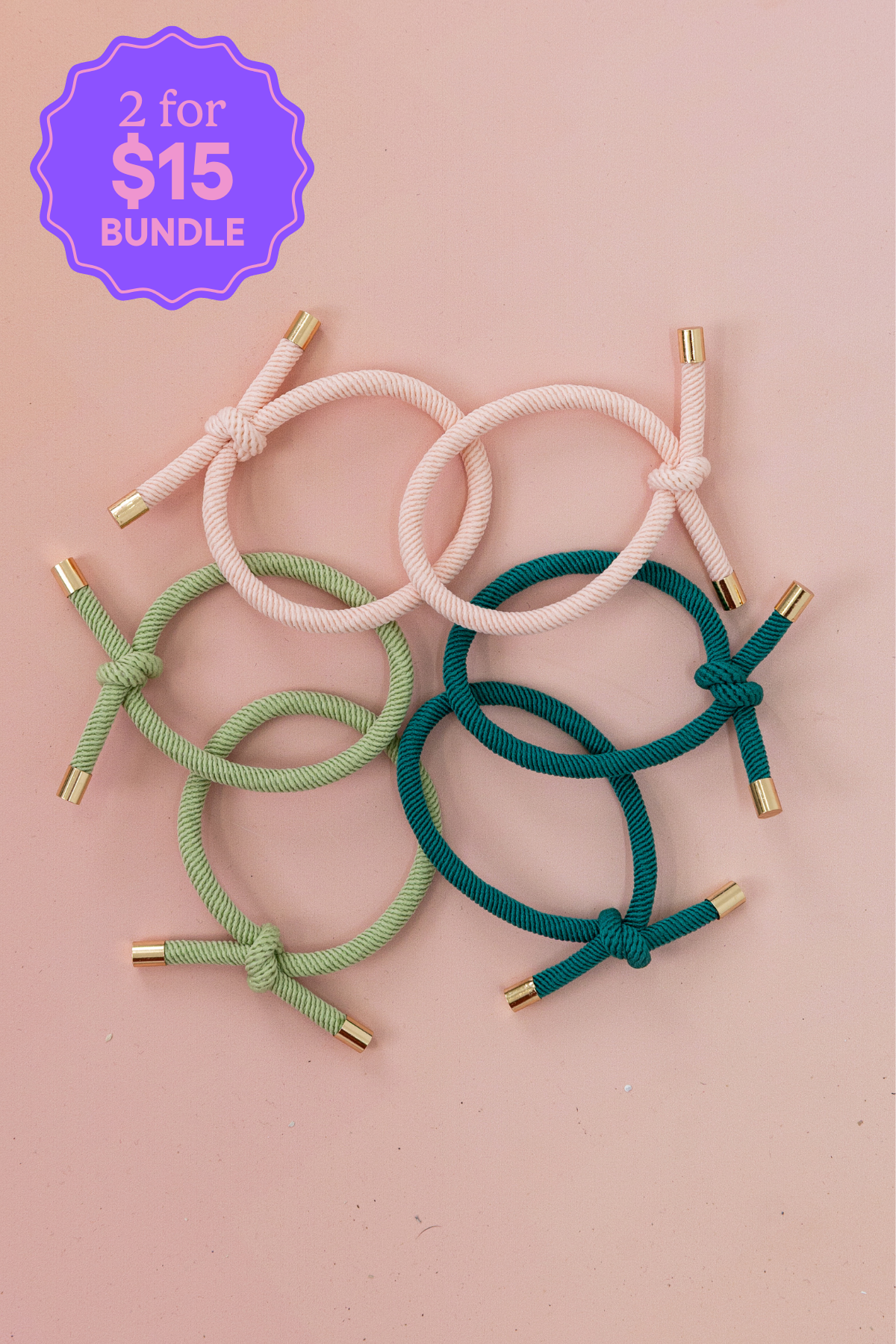 6 Pack Hair Ties in Watermelon Colours