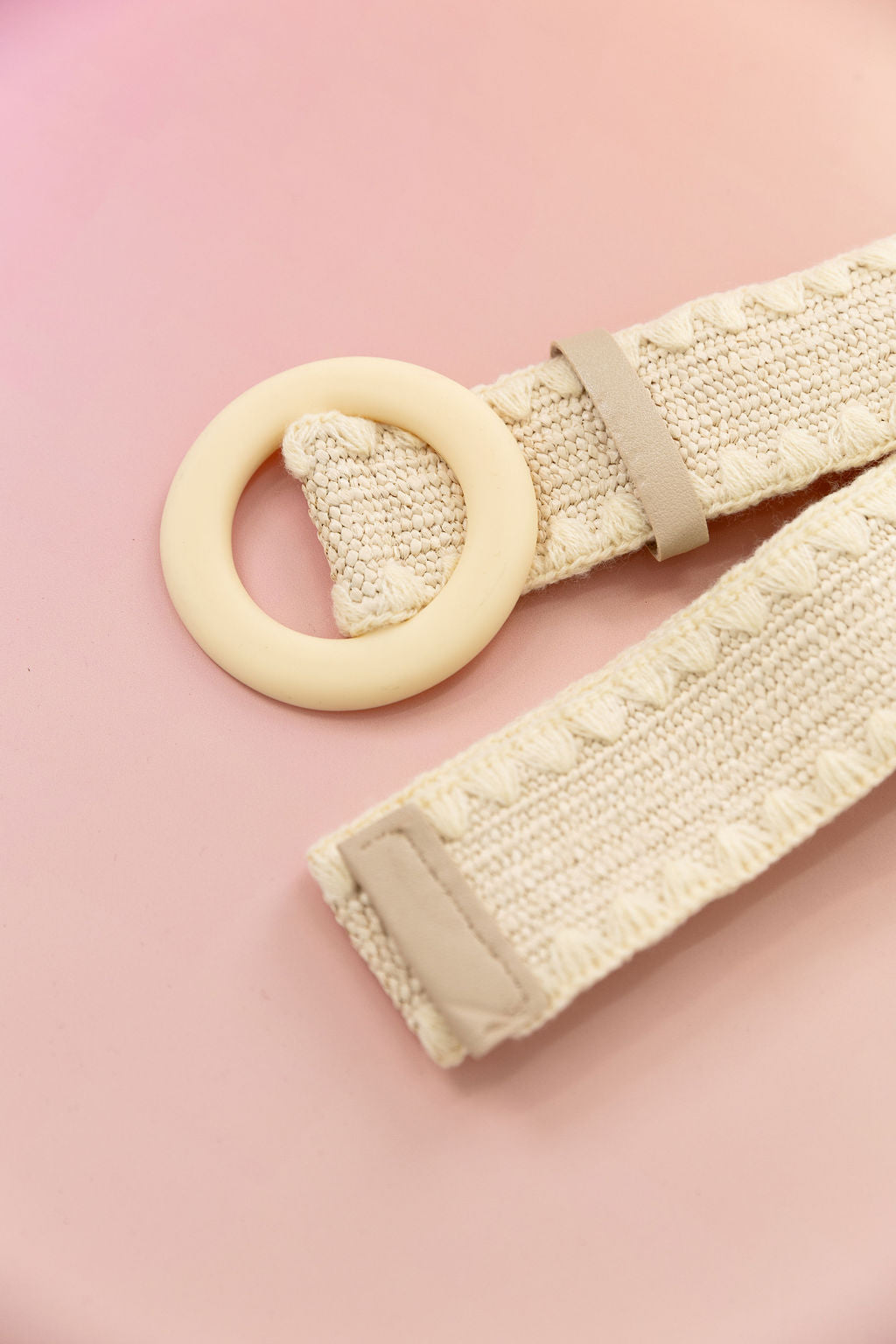 Extra Length Stretch Belt with Cream Buckle