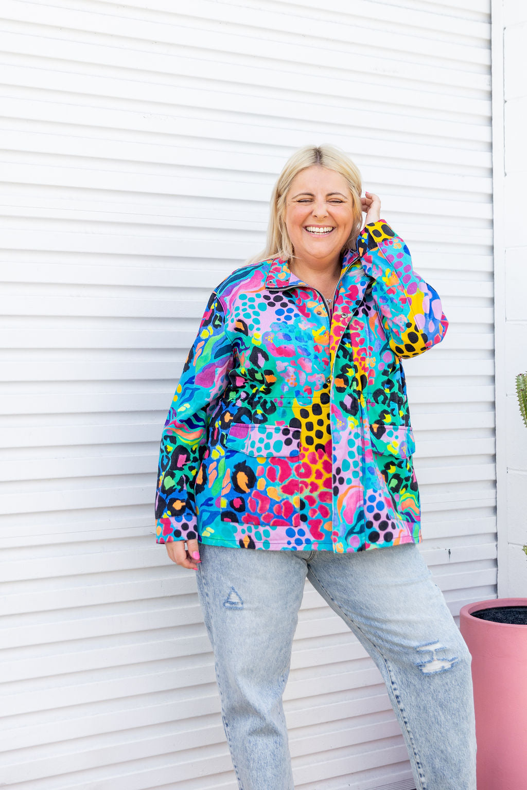 Lakey Jacket in Electric Leopard by Kasey Rainbow