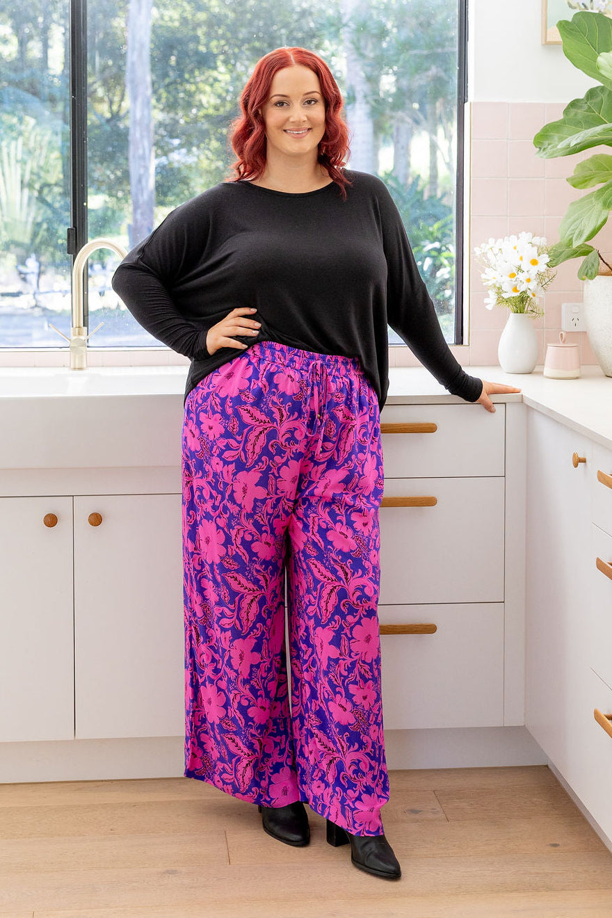 Gina Pants in Purple Blooms