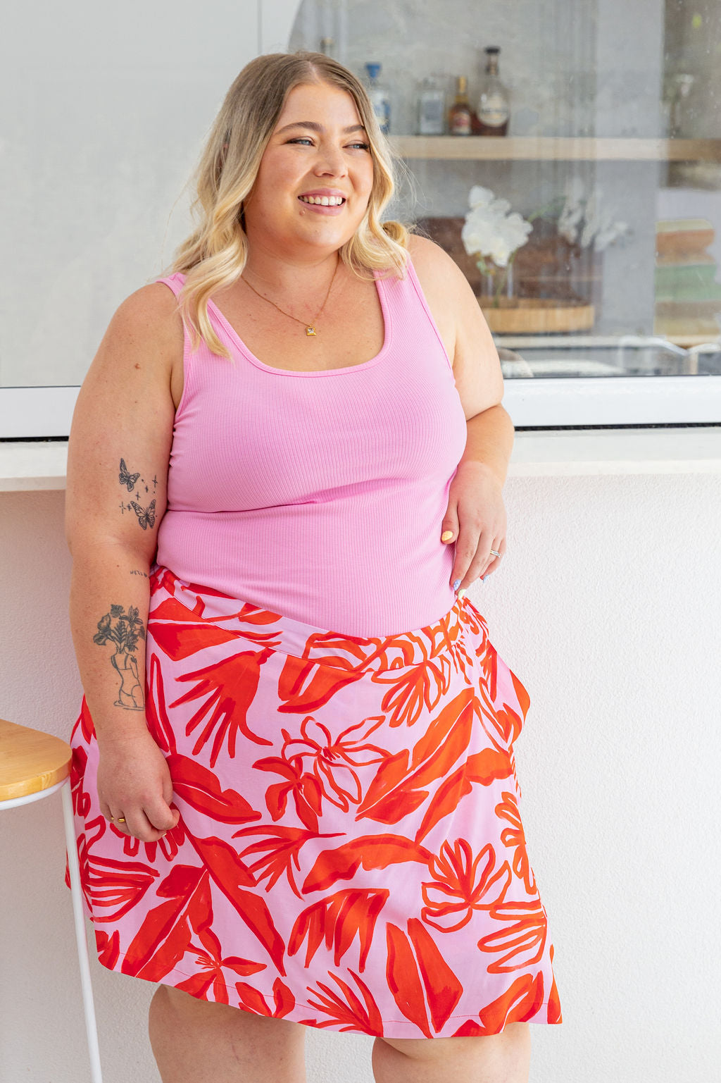 Samara Skort in Blush Fern