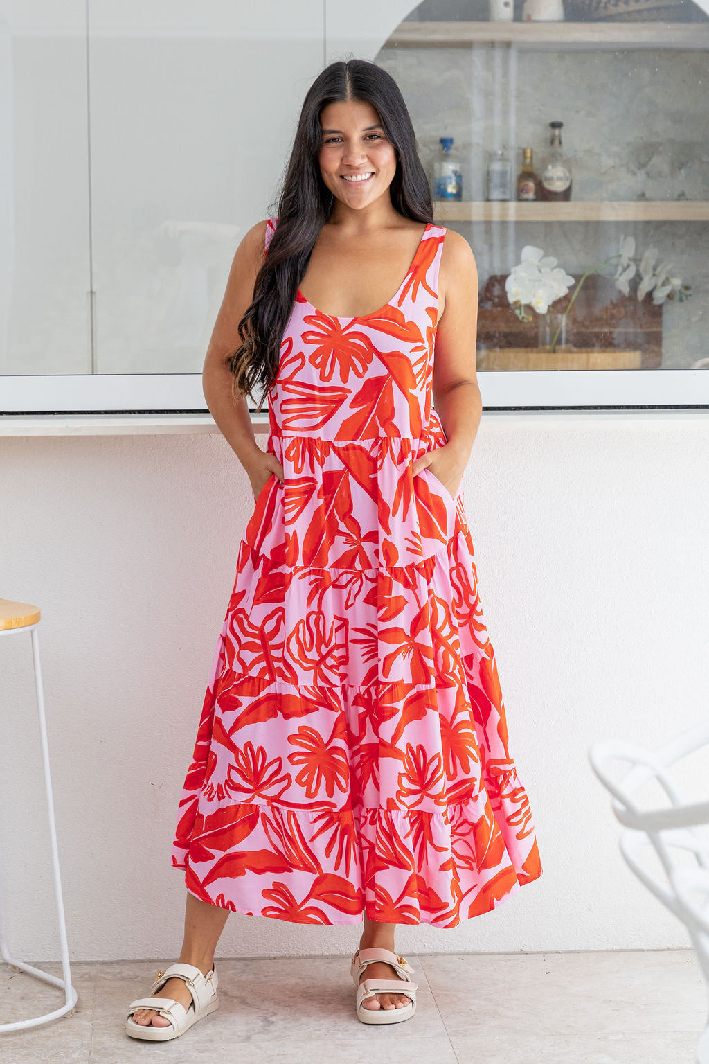 Ronnie Maxi Dress in Blush Fern