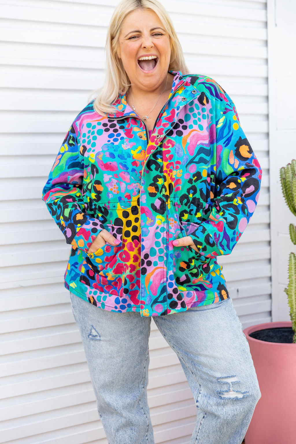 Lakey Jacket in Electric Leopard by Kasey Rainbow