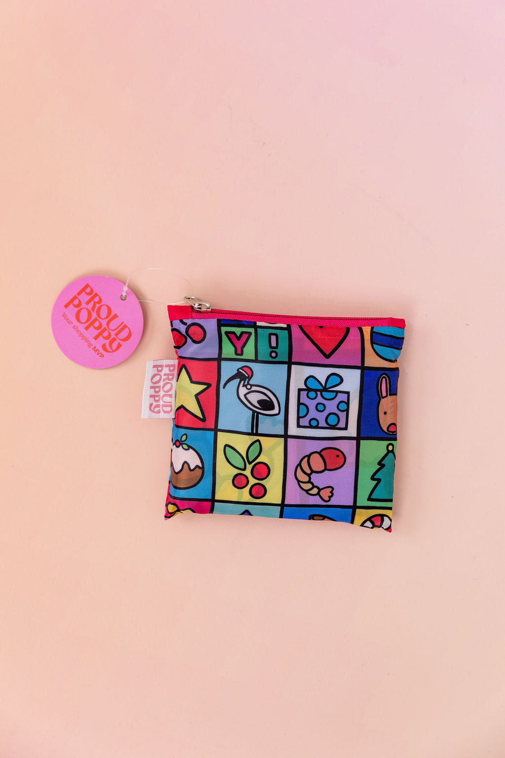 PP Reusable Shopper Bag in Christmas Checkers by Kasey Rainbow