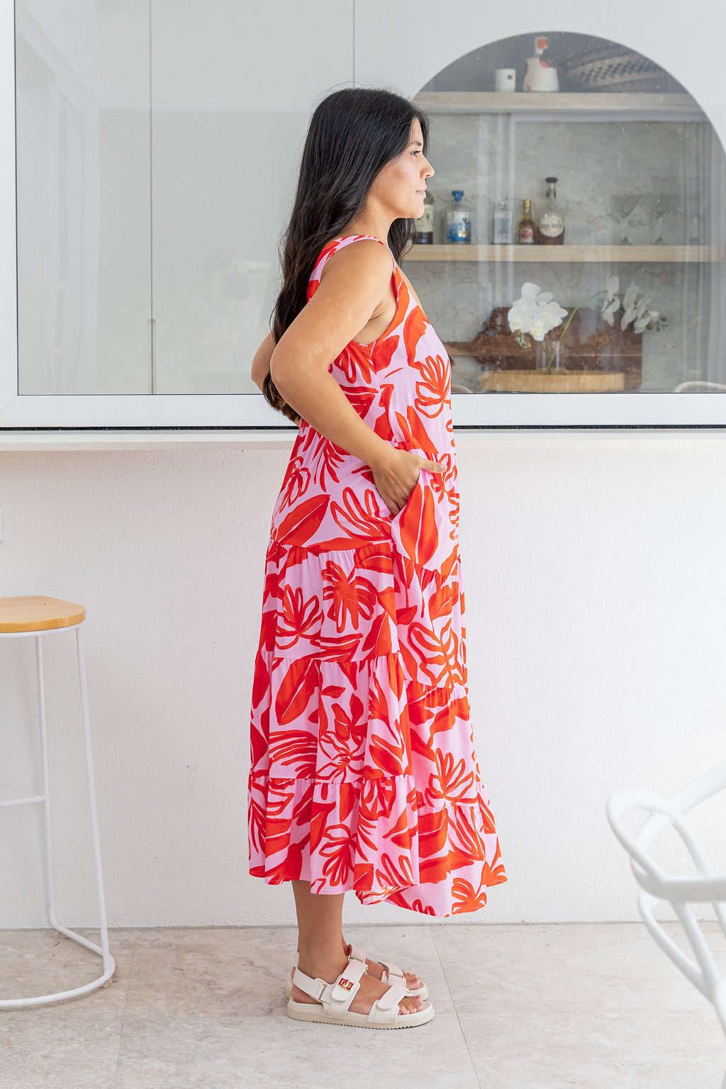 Ronnie Maxi Dress in Blush Fern