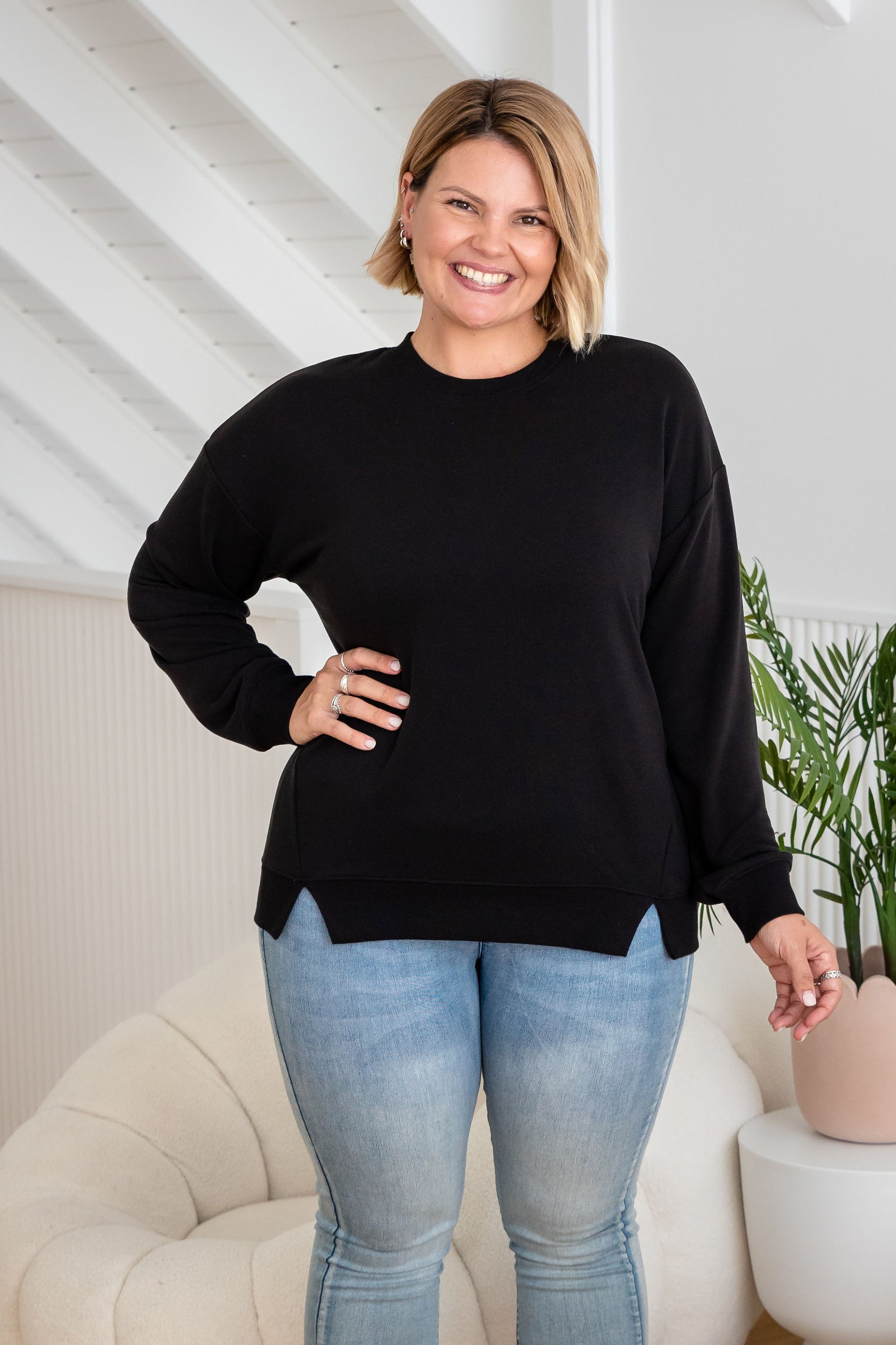 Jenny Lounge Modal Blend Sweater in Black