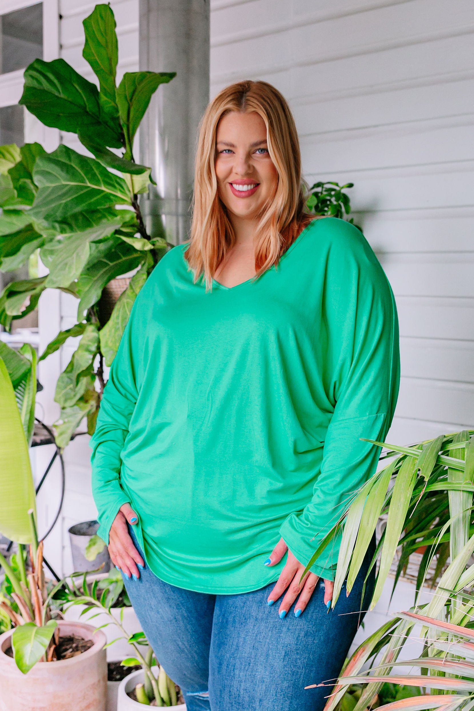 Holly Long Sleeve Top in Apple Green